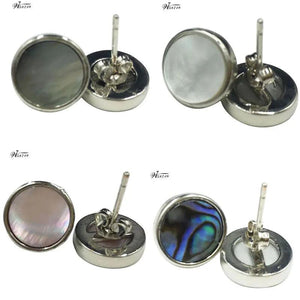 Abalone Mother of Pearl Round Stud Earrings WB718