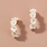 Petals Stud Earring for Girl Retro Style Mother Pearl