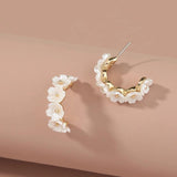 Petals Stud Earring for Girl Retro Style Mother Pearl