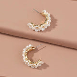 Petals Stud Earring for Girl Retro Style Mother Pearl