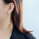 316L Stainless Steel Butterfly Pearl Stud Earrings