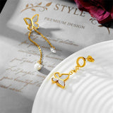 316L Stainless Steel Butterfly Pearl Stud Earrings