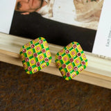 Vintage Enamel Metal Flower Stud Earrings for Women Girls