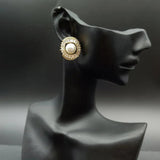 Pearl Stud Earring Classic Bling Crystal Round Earring