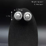 Pearl Stud Earring Classic Bling Crystal Round Earring