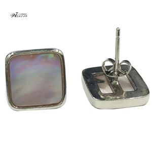 Zealand Abalone & Mother of pearl Shell Square Art Stud Earring