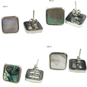 Zealand Abalone & Mother of pearl Shell Square Art Stud Earring