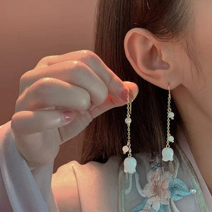 Pearl Lily of the Valley Long Earrings