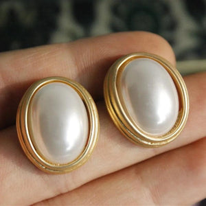 Large Pearl Metal Earrings for Women Party Autumn Winter