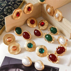 Large Pearl Metal Earrings for Women Party Autumn Winter