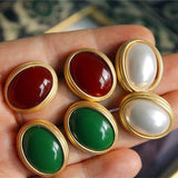 Large Pearl Metal Earrings for Women Party Autumn Winter