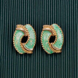 Vintage Flower Enamel Pearl Ear Studs Gift