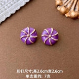 French Vintage Lavender Pearl Alien Metal Earrings