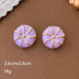 French Vintage Lavender Pearl Alien Metal Earrings