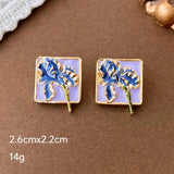 French Vintage Lavender Pearl Alien Metal Earrings