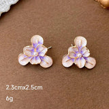 French Vintage Lavender Pearl Alien Metal Earrings
