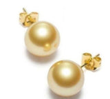 10-11MM AAA Natural South Sea Pearl Yellow Stud Earring