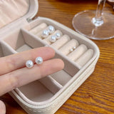 925 Silver Needle Ball Pearl Earrings Hypoallergenic Round Pearl Earrings