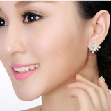 Simulated Pearl Stud Earrings Zirconia Crystal Bridal Party Jewelry