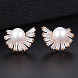 Hot Pearl Stud Earrings For Women Party Show Bridal Wedding Jewelry