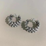 Vintage Golden Earrings with Pearl Inlay, Christmas Gift