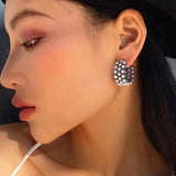 Vintage Golden Earrings with Pearl Inlay, Christmas Gift