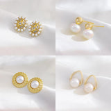 18K Plated Stainless Steel Stud Earrings for Women