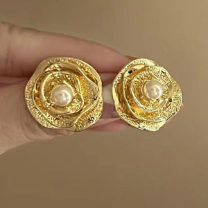 Vintage Simulated Pearl Flower Earrings for Women Party