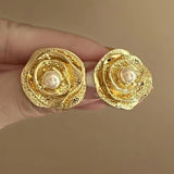 Vintage Simulated Pearl Flower Earrings for Women Party