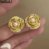 Vintage Simulated Pearl Flower Earrings for Women Party
