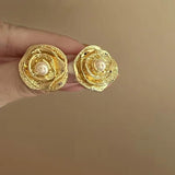 Vintage Simulated Pearl Flower Earrings for Women Party