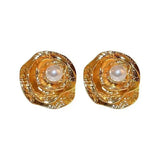 Vintage Simulated Pearl Flower Earrings for Women Party