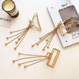 Vintage Tassel Metal Hair Claw Pendant Crab Clips Hairpin for Women