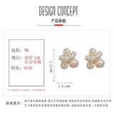 Sweet Temperament Pearl Earrings Flower Design Silver Needle