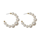 Pearl C Shape Stud Earrings Exaggerated Geometric Earring for Women