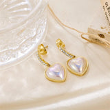 Hip Hop 1 Pair Stainless Steel Pearl Love Earrings 18K Plated Jewelry