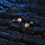 Small Circle Pearl Stud Earrings Stainless Steel Jewelry