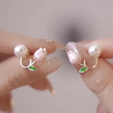 Small Flower Heart Stud Earrings with Pearl