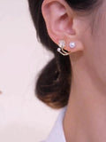 Small Flower Heart Stud Earrings with Pearl