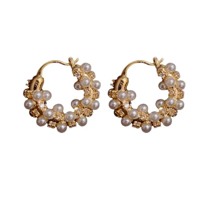 Korean & Japanese Style Pearl Beads Stud Earrings for Women