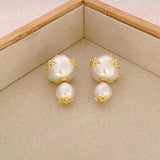 Bee Earrings with Hanging Pearls for Banquet