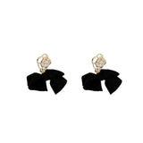 Bow Pearl Earrings for Women Long Hanging Drop Earrings