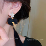 Bow Pearl Earrings for Women Long Hanging Drop Earrings