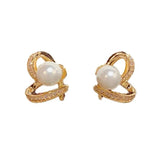 Heart-Shaped Pearl Earrings Elegant Design Women Copper Spring
