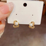 Heart-Shaped Pearl Earrings Elegant Design Women Copper Spring