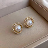 925 Silver Needle Pearl Earrings French Style High-End Sensation Women