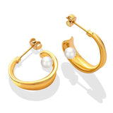 C Small Pearl Stainless Steel Studs Earrings