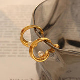 C Small Pearl Stainless Steel Studs Earrings
