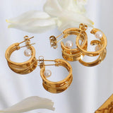C Small Pearl Stainless Steel Studs Earrings