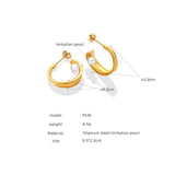 C Small Pearl Stainless Steel Studs Earrings
